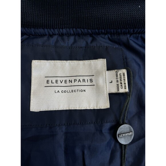 NEW Eleven Paris LA Collection Bomber Jacket Men's Sz L Navy Zip Up Streetwear - Picture 7 of 12